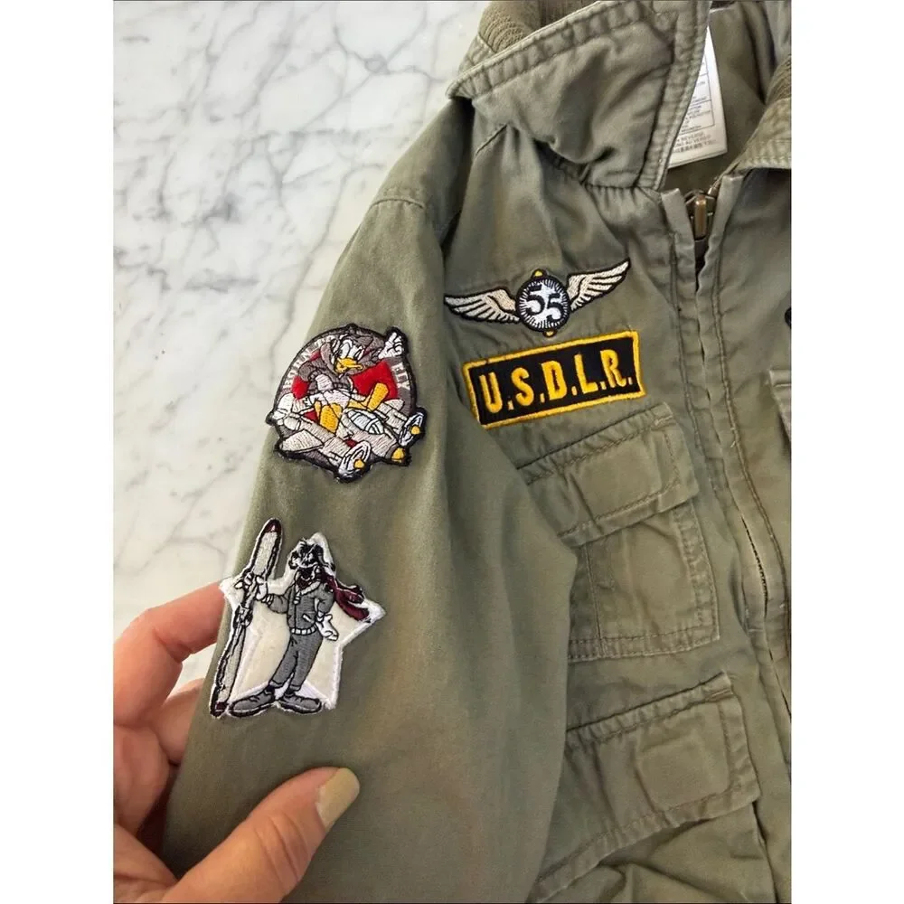 VTG Disney Parks Flight Bomber Patch Utility Jacket Sz 4/5T XXS